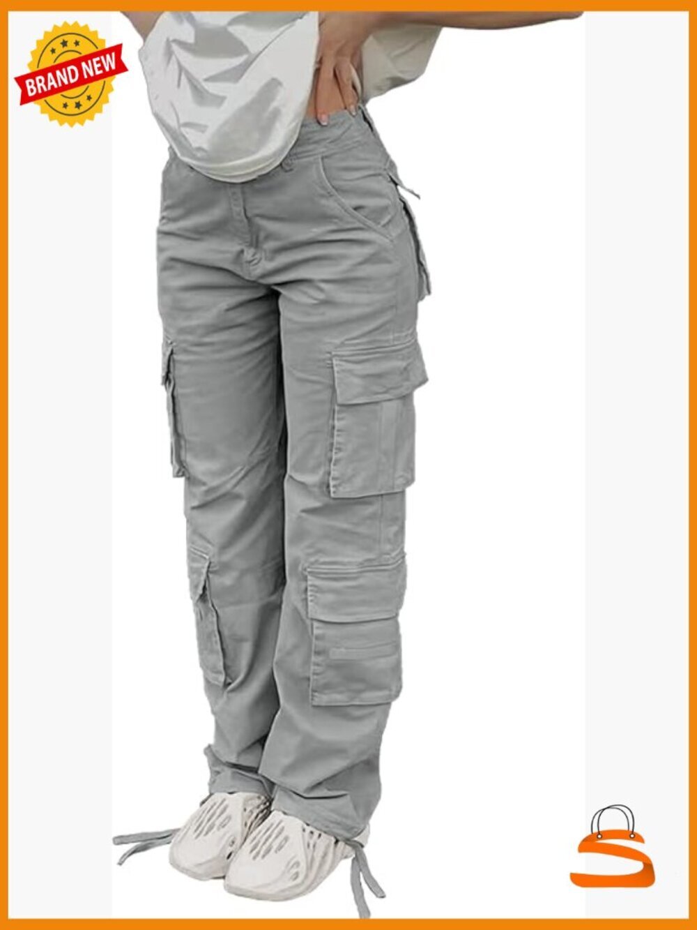 High Waist Baggy Y2K Cargo Pants Straight Wide Leg with Pockets Streetwear